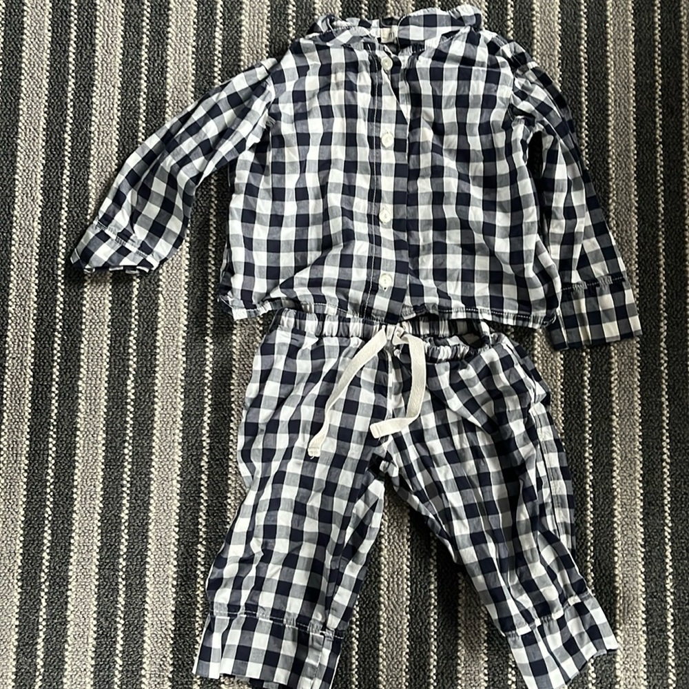 Mabo Kids cotton pajamas 18 months blue and white check